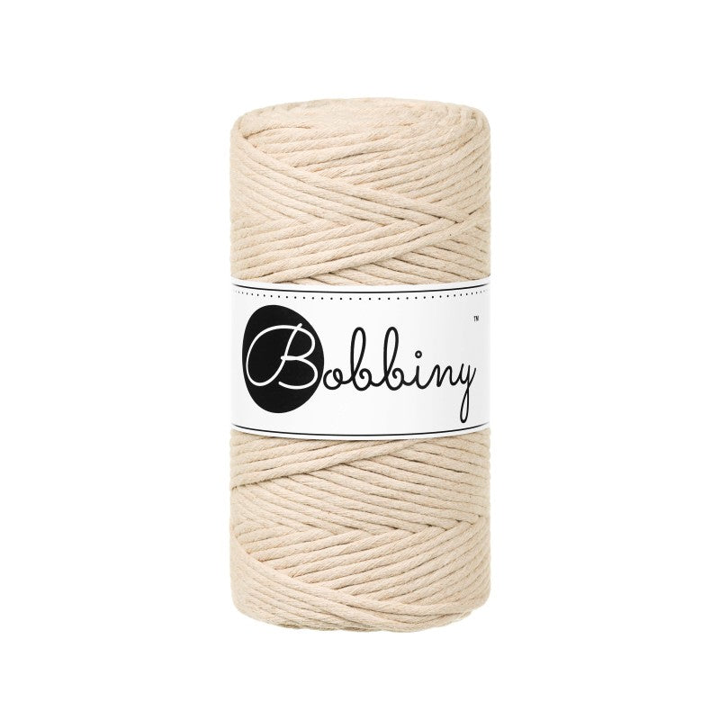 Bobbiny Makramee Garn 3mm gezwirnt Warm Beige 100m - mahina