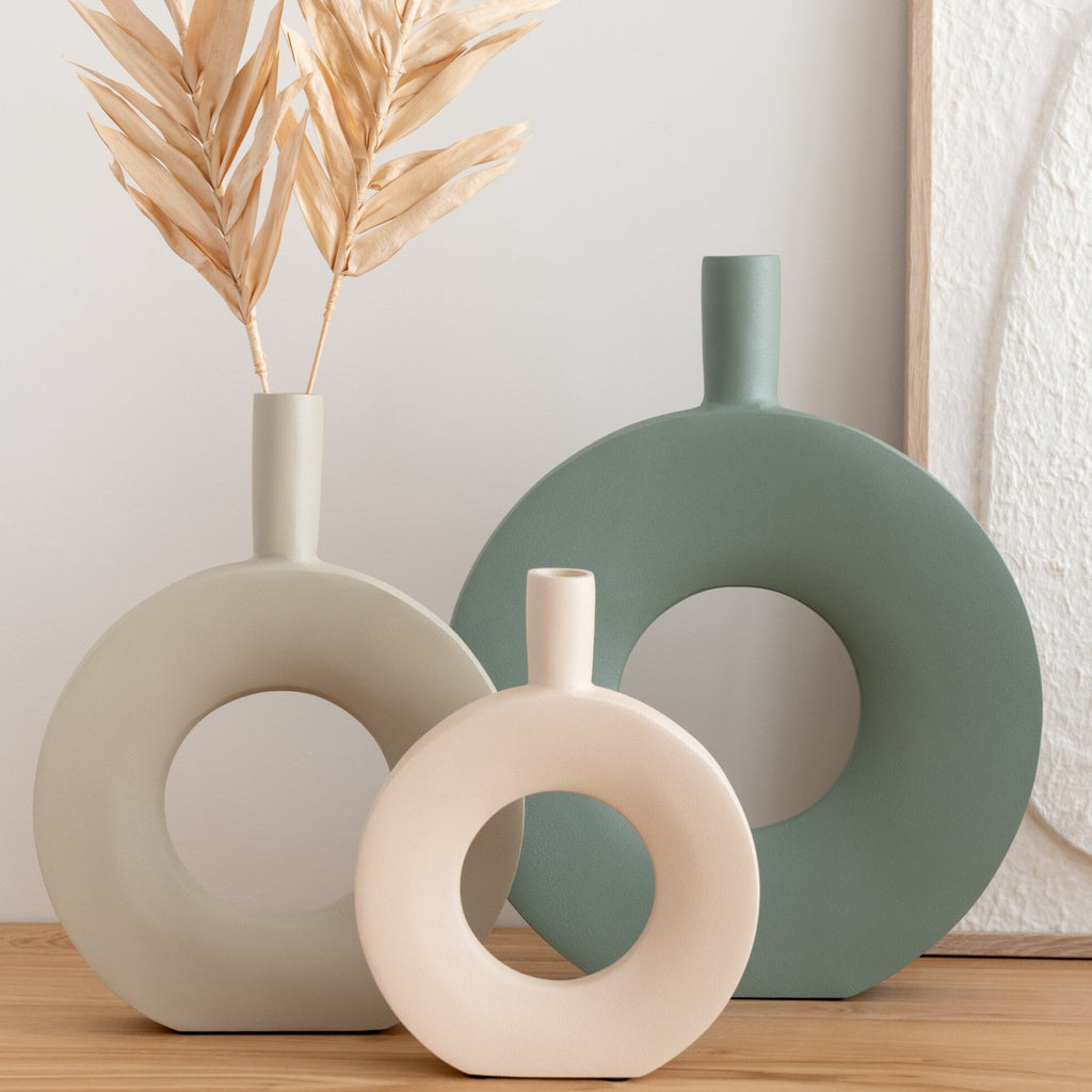 Vase "Circle" Aluminium, Beige - mahina