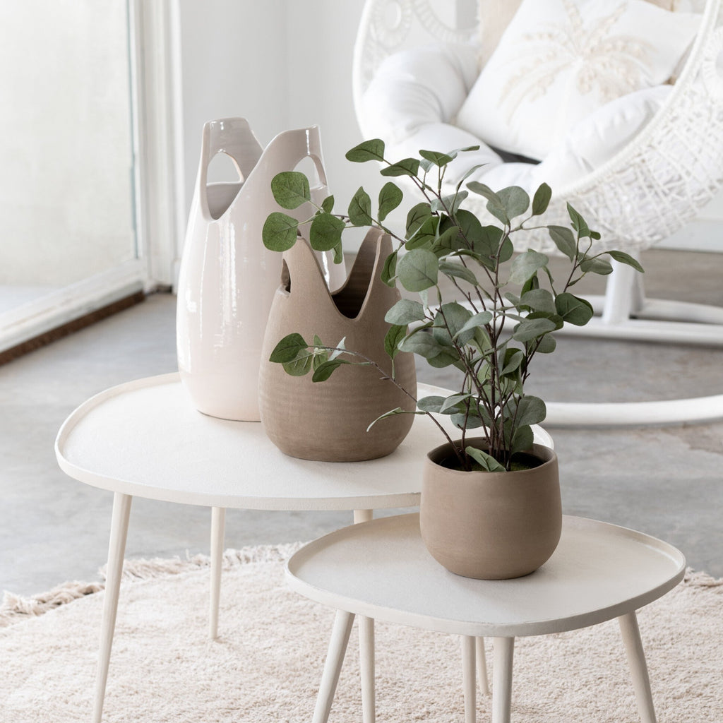 Blumentopf "Plain" Keramik Beige, verschiedene Größen - mahina