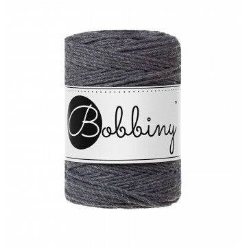 Bobbiny Makramee Garn 1,5mm 3ply Charcoal 100m - mahina