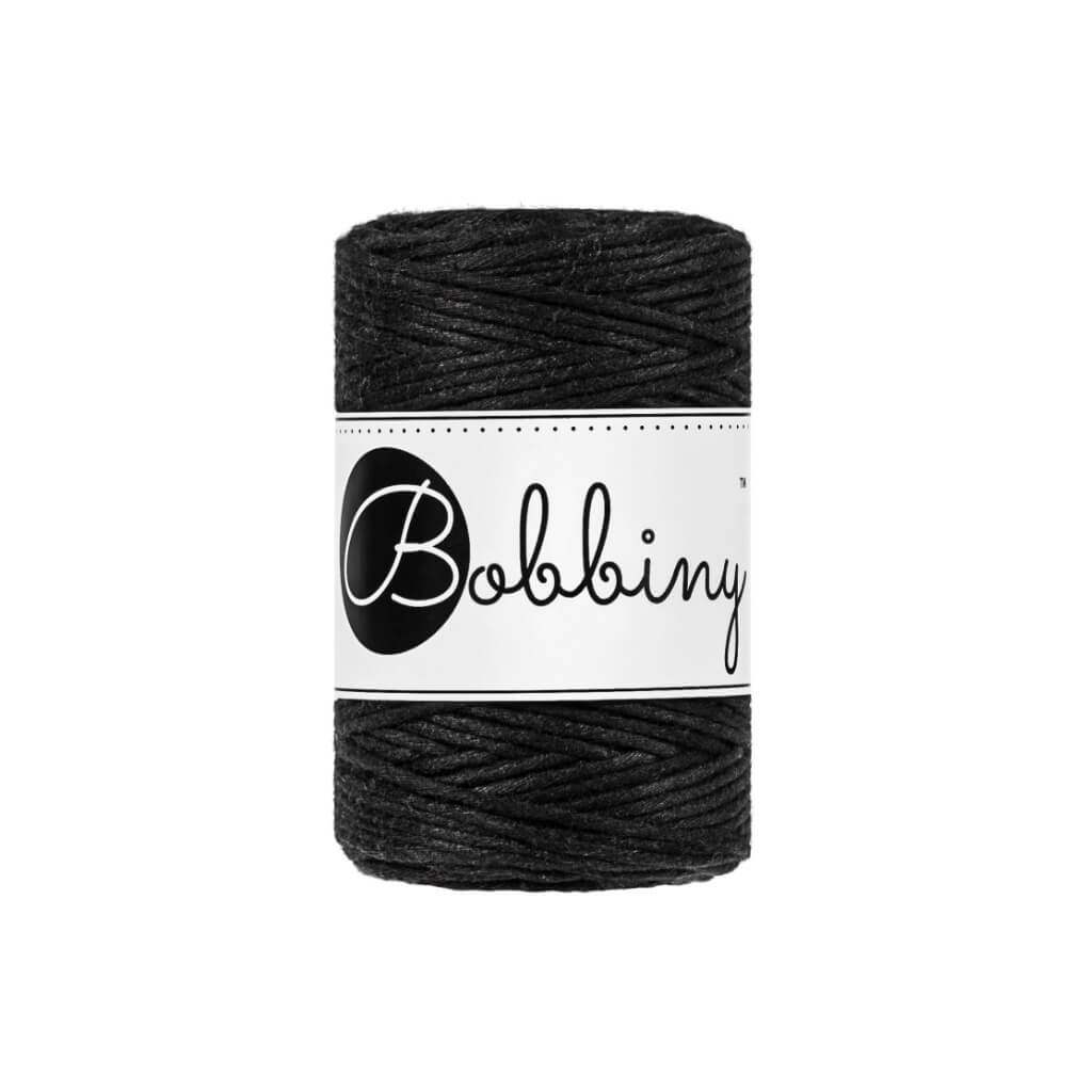 Bobbiny Makramee Garn 1,5mm gezwirnt Black 100m - mahina