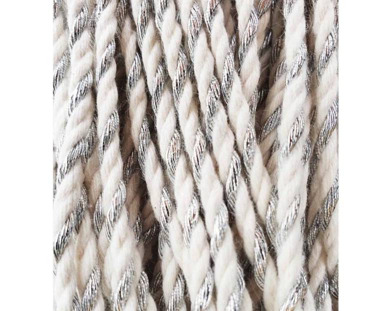 Bobbiny Makramee Garn 3mm 3ply Silver Twist 50m - mahina