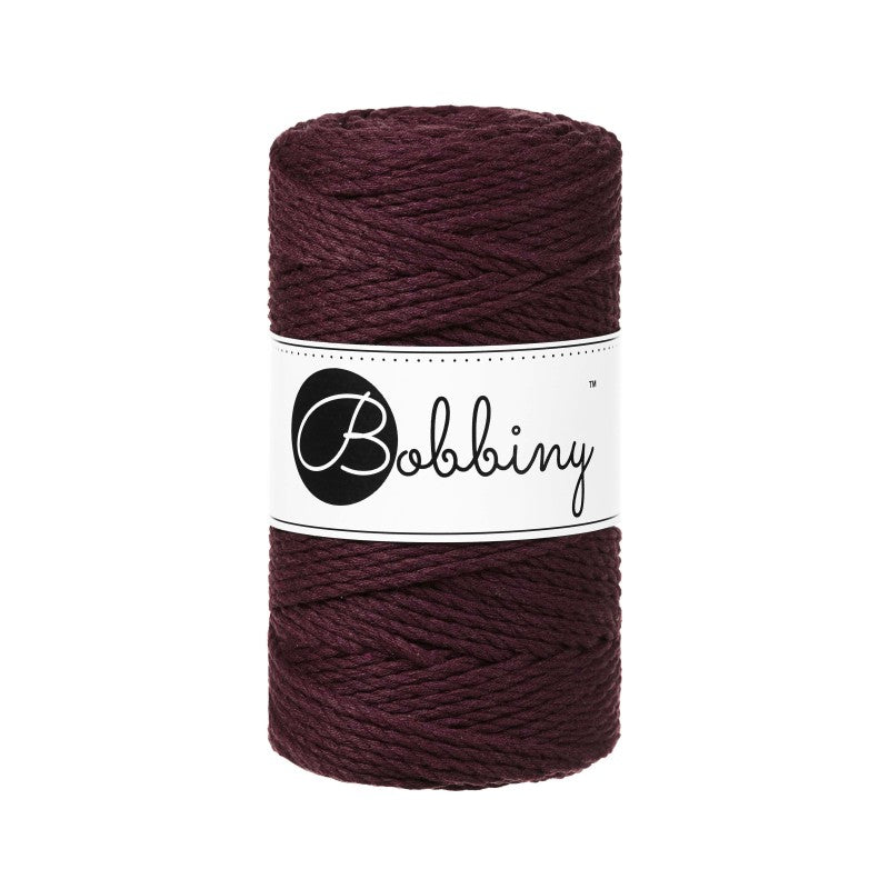 Bobbiny Makramee Garn 3mm 3ply Burgundy 100m - mahina