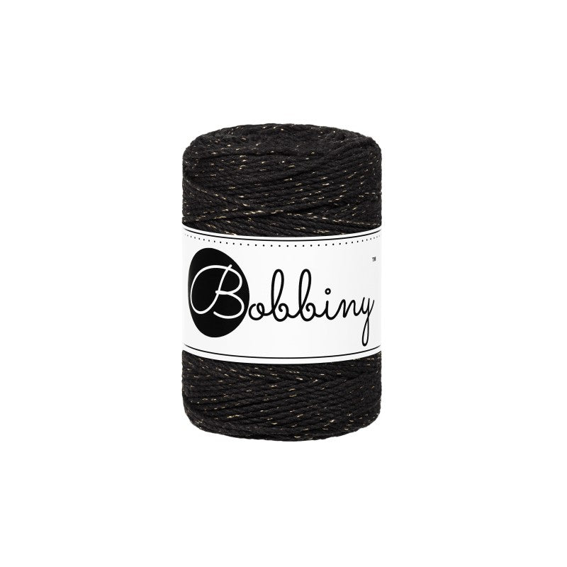 Bobbiny Makramee Garn 1,5mm 3ply Golden Black 100m - mahina