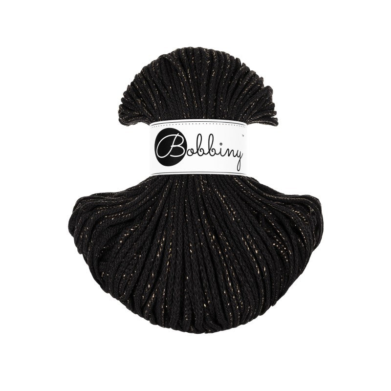 Bobbiny JUNIOR Flechtkordel 3mm geflochten Golden Black 100m - mahina