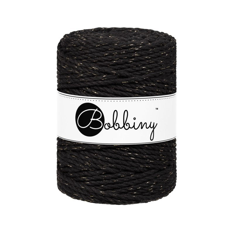 Bobbiny Makramee Garn 5mm 3ply Golden Black 100m - mahina