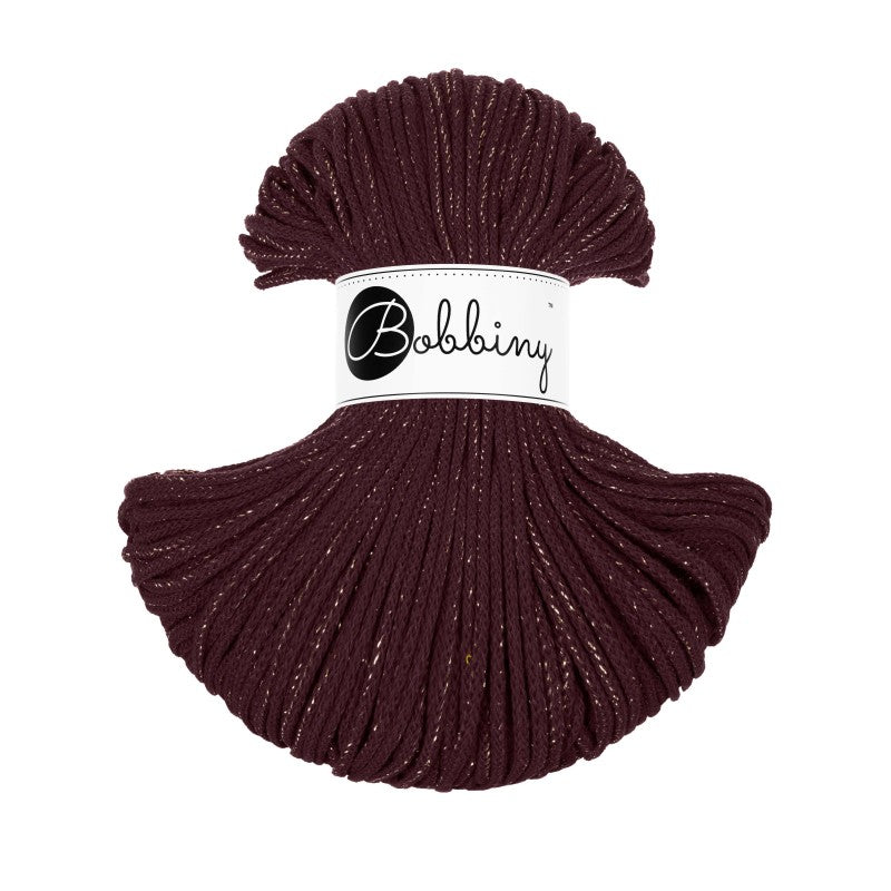 Bobbiny JUNIOR Flechtkordel 3mm geflochten Golden Burgundy 100m - mahina