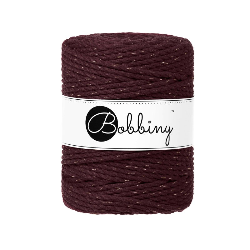 Bobbiny Makramee Garn 5mm 3ply Golden Burgundy 100m - mahina