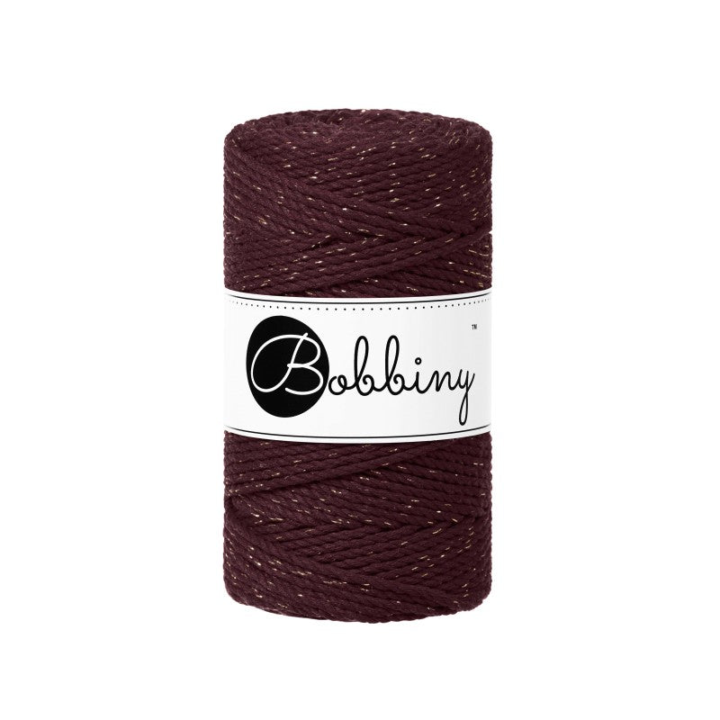 Bobbiny Makramee Garn 3mm 3ply Golden Black 100m - mahina