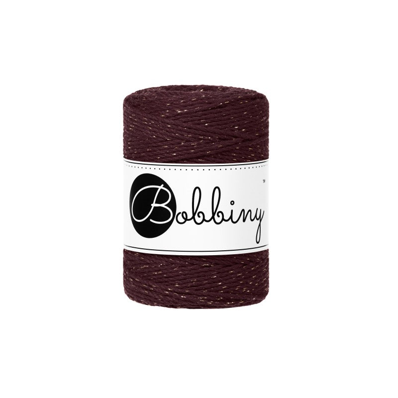 Bobbiny Makramee Garn 1,5mm 3ply Golden Burgundy 100m - mahina