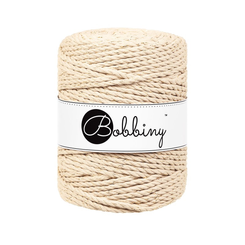 Bobbiny Makramee Garn 5mm 3ply Golden Warm Beige 100m - mahina