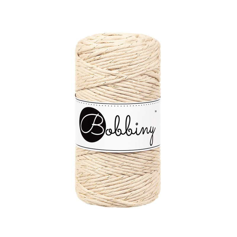 Bobbiny Makramee Garn 3mm gezwirnt Golden Warm Beige 100m - mahina