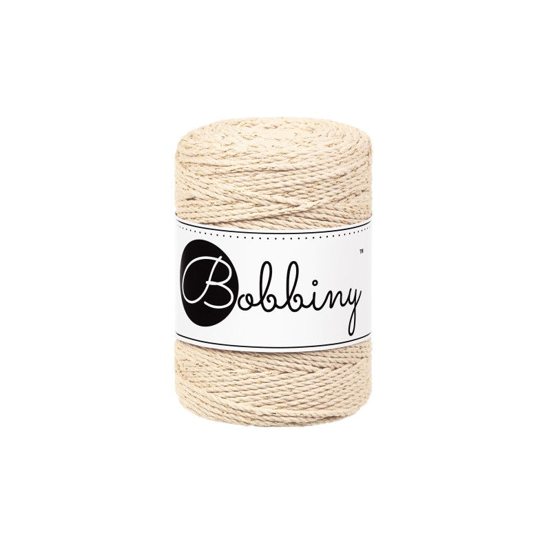 Bobbiny Makramee Garn 1,5mm 3ply Golden Warm Beige 100m - mahina