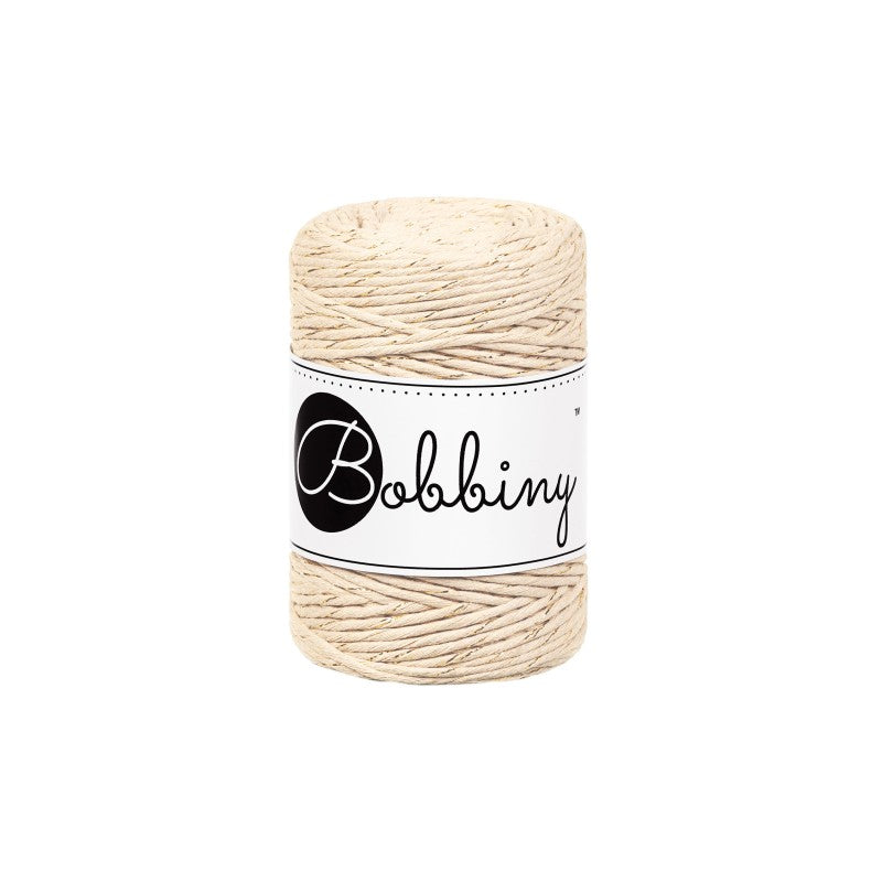 Bobbiny Makramee Garn 1,5mm gezwirnt Golden Warm Beige 100m - mahina